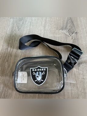 Clear Belt Bag Fanny wait pack with Black Trim and NFL Las Vegas Raiders theme